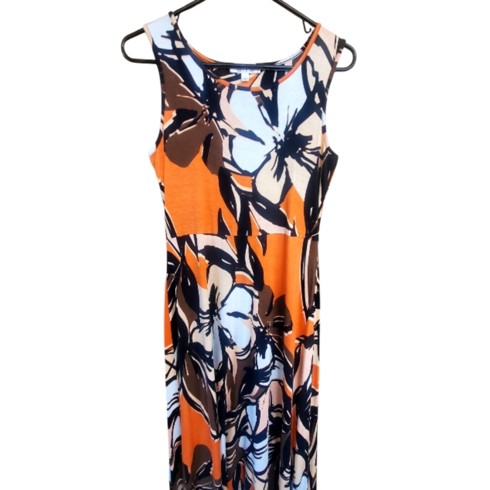 Spense Knit Tank Maxi In Tropical Orange/Brown/Black/Cream High-low Size S